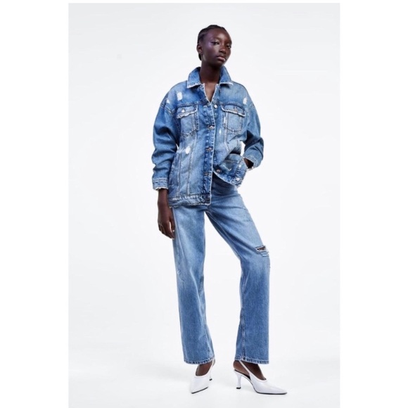 ZARA Ripped Jean Jacket - Picture 4 of 12